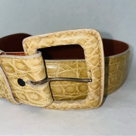 Pat Areias Latte Alligator Glossy Belt main image 4